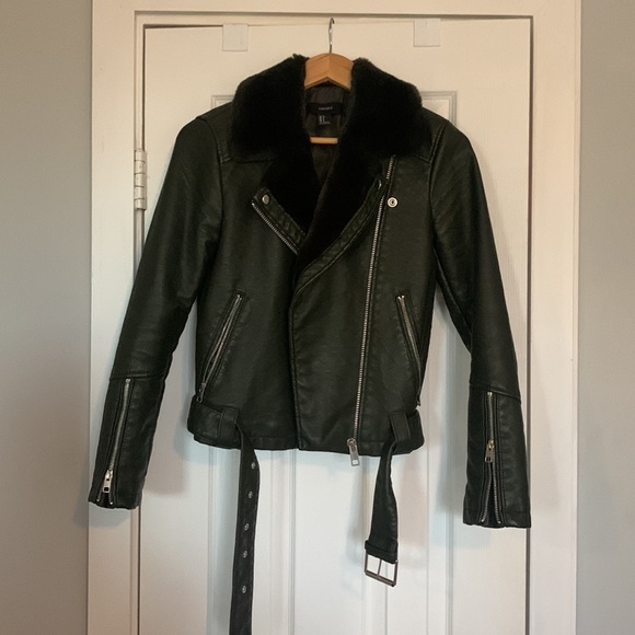 Faux Fur Moto Jacket - Picture 1 of 16